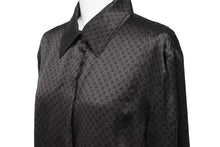 画像をギャラリービューアに読み込む, GUCCI グッチ 長袖シャツ シルクシャツ 総柄トップス ブラウン ベージュ シルク イタリア製 サイズ44 美品 中古 45727