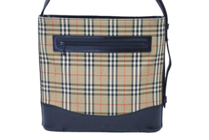 BURBERRY バーバリー ハンドバッグ ワンショルダーバッグ ノバチェック柄 ロゴ レザー キャンバス ブラウン 良品 中古 45936