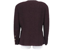 画像をギャラリービューアに読み込む, CHANEL シャネル ツイードノーカラージャケット ボルドーゴールド ココマークボタン 表記なし 美品 中古 45939