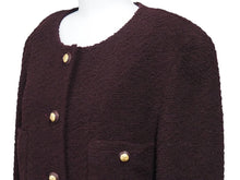 画像をギャラリービューアに読み込む, CHANEL シャネル ツイードノーカラージャケット ボルドーゴールド ココマークボタン 表記なし 美品 中古 45939