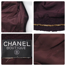 画像をギャラリービューアに読み込む, CHANEL シャネル ツイードノーカラージャケット ボルドーゴールド ココマークボタン 表記なし 美品 中古 45939