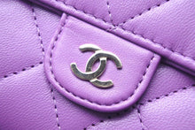 画像をギャラリービューアに読み込む, 極美品 CHANEL シャネル ロングフラップ ウォレット マトラッセ 長財布 ココマーク 31番台 カーフスキン パープル 中古 46023