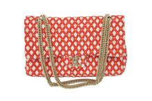 画像をギャラリービューアに読み込む, 極美品 CHANEL シャネル マトラッセCF Wチェーンショルダーバッグ 12番台 ツイード ジャージ レッド ホワイト ゴールド 中古 46088