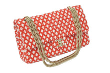 画像をギャラリービューアに読み込む, 極美品 CHANEL シャネル マトラッセCF Wチェーンショルダーバッグ 12番台 ツイード ジャージ レッド ホワイト ゴールド 中古 46088