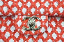 画像をギャラリービューアに読み込む, 極美品 CHANEL シャネル マトラッセCF Wチェーンショルダーバッグ 12番台 ツイード ジャージ レッド ホワイト ゴールド 中古 46088