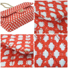 画像をギャラリービューアに読み込む, 極美品 CHANEL シャネル マトラッセCF Wチェーンショルダーバッグ 12番台 ツイード ジャージ レッド ホワイト ゴールド 中古 46088