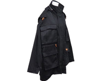 画像をギャラリービューアに読み込む, 極美品 LOEWE ロエベ マルチポケット ミリタリー フード コート ブラック H526330X78 アウター コットン 黒 サイズ44 中古 46189