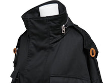 画像をギャラリービューアに読み込む, 極美品 LOEWE ロエベ マルチポケット ミリタリー フード コート ブラック H526330X78 アウター コットン 黒 サイズ44 中古 46189