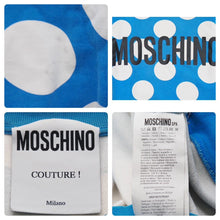 Load image into Gallery viewer, MOSCHINO モスキーノ 水玉 ドット ブルー ホワイト トレーナー ブラック ロゴ トップス スウェット 中古 46196