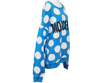Load image into Gallery viewer, MOSCHINO モスキーノ 水玉 ドット ブルー ホワイト トレーナー ブラック ロゴ トップス スウェット 中古 46196