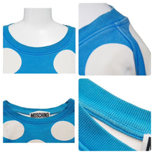 Load image into Gallery viewer, MOSCHINO モスキーノ 水玉 ドット ブルー ホワイト トレーナー ブラック ロゴ トップス スウェット 中古 46196