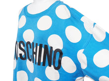 Load image into Gallery viewer, MOSCHINO モスキーノ 水玉 ドット ブルー ホワイト トレーナー ブラック ロゴ トップス スウェット 中古 46196