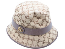 画像をギャラリービューアに読み込む, 極美品 GUCCI グッチ GGキャンバス フェドラハット モノグラムキャンバス ヴィンテージ ロゴ レザー 現行 中古 46202