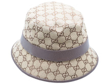 画像をギャラリービューアに読み込む, 極美品 GUCCI グッチ GGキャンバス フェドラハット モノグラムキャンバス ヴィンテージ ロゴ レザー 現行 中古 46202