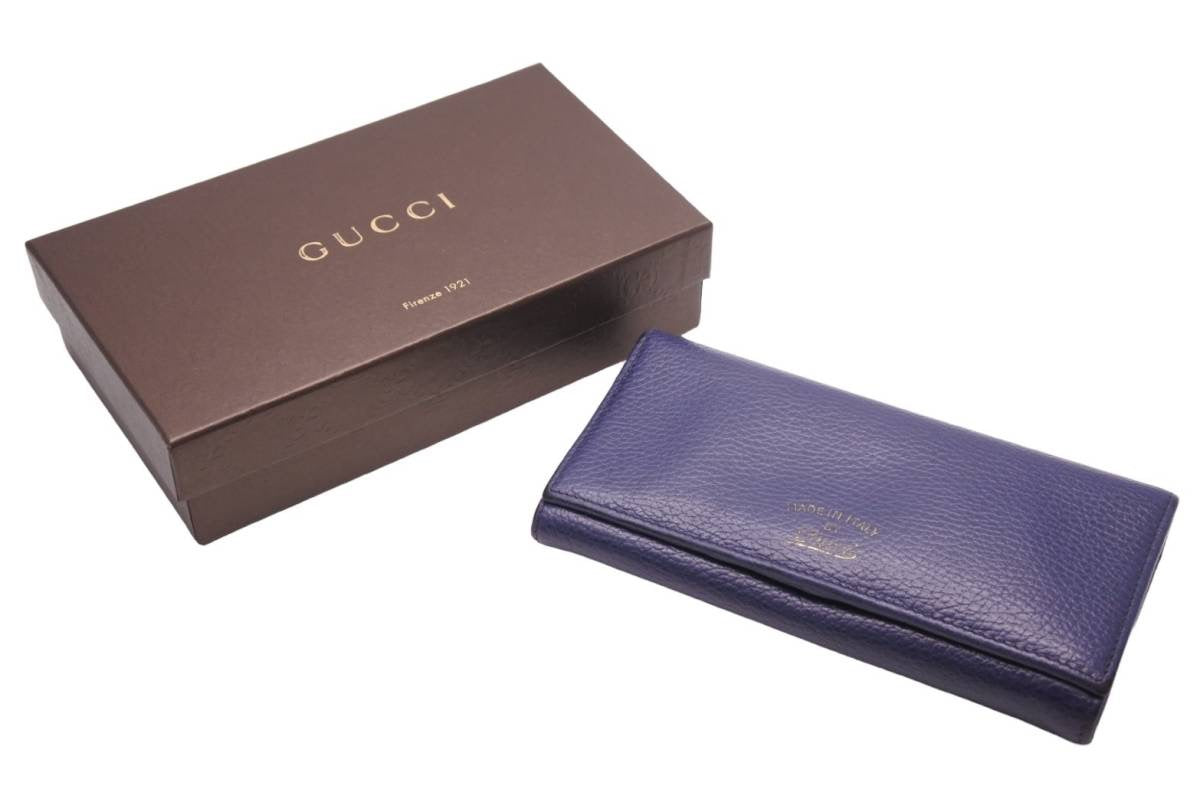 GUCCI グッチ レザーウォレット 長財布 ネイビー ターコイズブルー バイカラー 良好 中古 46402 – Casanova Vintage