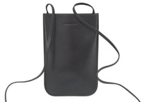 画像をギャラリービューアに読み込む, 極美品 JIL SANDER ジルサンダー フォンケース ショルダーバッグ レザー ブラック ロゴ 携帯ケース スマホケース 中古 46424