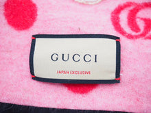 画像をギャラリービューアに読み込む, GUCCI グッチ ヒグチユウコ コラボ キャット ドット GG柄 ブランケット 並木店限定 ウール 大判 ピンク レッド 良品 中古 46552