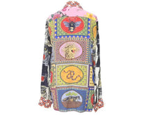 画像をギャラリービューアに読み込む, GUCCI グッチ Tiger タイガー Flower フラワー 長袖シャツ 総柄 トップス イタリア製 シルク マルチカラー 42 美品 中古 46640