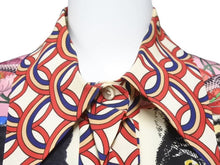 画像をギャラリービューアに読み込む, GUCCI グッチ Tiger タイガー Flower フラワー 長袖シャツ 総柄 トップス イタリア製 シルク マルチカラー 42 美品 中古 46640