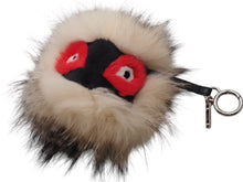画像をギャラリービューアに読み込む, FENDI フェンディ モンスターキーホルダー キーチャーム ファー ベージュ ブラック レッド シルバー金具 美品 中古 46662
