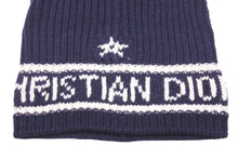 画像をギャラリービューアに読み込む, ChristianDior クリスチャンディオール ロゴ ニット帽 帽子 31NOE714IXGH ウール カシミヤ ネイビー ホワイト 美品 中古 46953