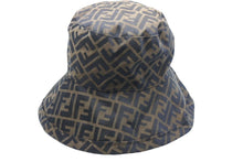 Load image into Gallery viewer, FENDI フェンディ バケットハット 帽子 ヘッドウェア ズッカ柄 総柄 イタリア製 コットン ブラウン 美品 中古 46955