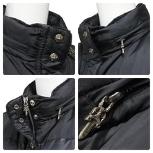 画像をギャラリービューアに読み込む, Chrome Hearts クロムハーツ CHクロス総柄ナイロンダウンジャケット クロスパッチ ブラック シルバー925 サイズS 美品 中古 47131