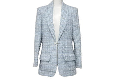 Like new CHANEL LA PAUSA Fantasy Tweed Jacket Runway P60346V45916 Light Blue Size 34 Used 47133