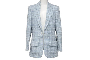 Like new CHANEL LA PAUSA Fantasy Tweed Jacket Runway P60346V45916 Light Blue Size 34 Used 47133