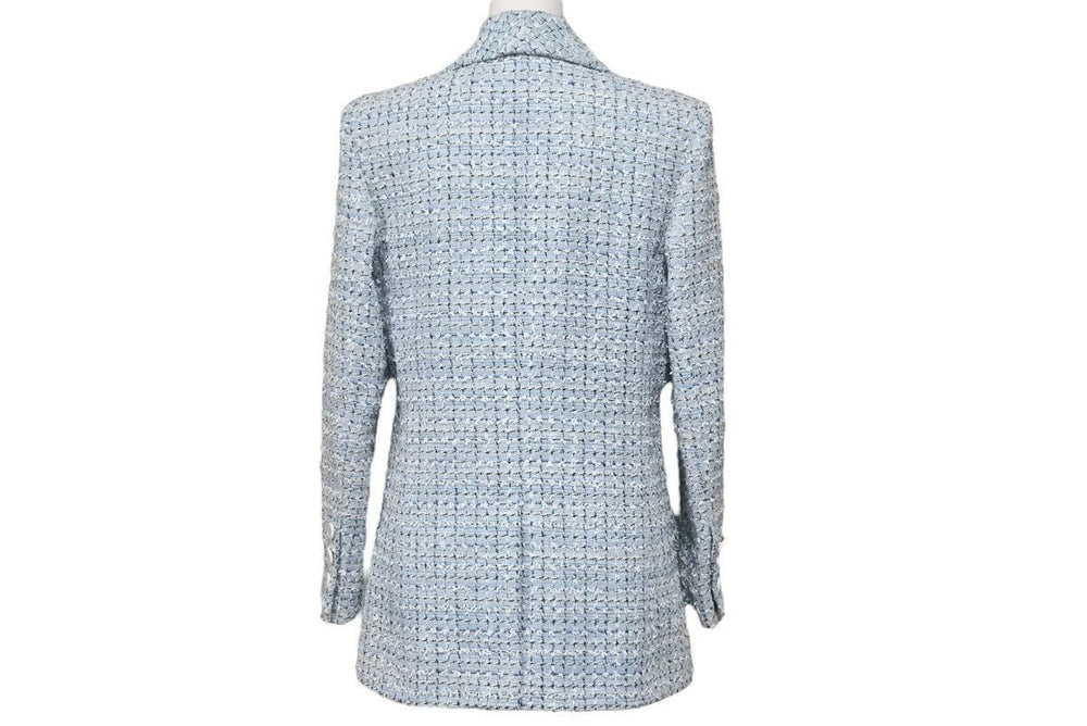 Like new CHANEL LA PAUSA Fantasy Tweed Jacket Runway P60346V45916 Light Blue Size 34 Used 47133