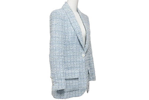 Like new CHANEL LA PAUSA Fantasy Tweed Jacket Runway P60346V45916 Light Blue Size 34 Used 47133