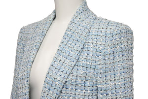 Like new CHANEL LA PAUSA Fantasy Tweed Jacket Runway P60346V45916 Light Blue Size 34 Used 47133
