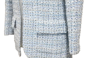 Like new CHANEL LA PAUSA Fantasy Tweed Jacket Runway P60346V45916 Light Blue Size 34 Used 47133