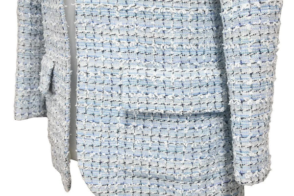 Like new CHANEL LA PAUSA Fantasy Tweed Jacket Runway P60346V45916 Light Blue Size 34 Used 47133