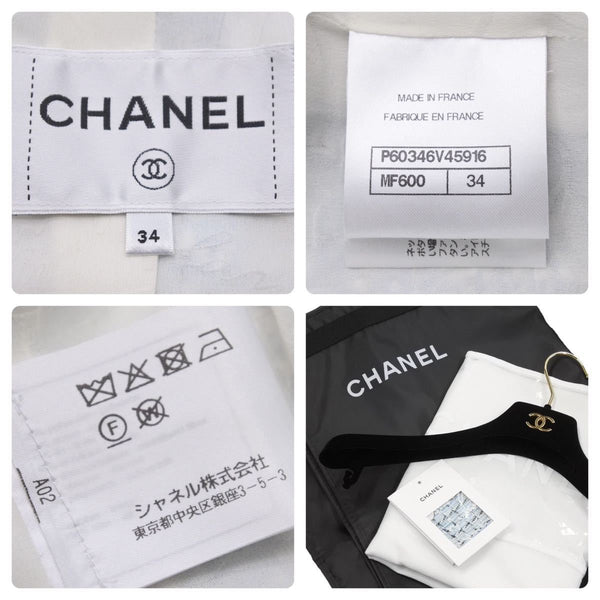 Like new CHANEL LA PAUSA Fantasy Tweed Jacket Runway P60346V45916 Light Blue Size 34 Used 47133