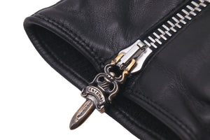 CHROME HEARTS クロムハーツ グローブ 手袋 レザー ブラック カシミヤ レザー ダガージップ 6 美品 中古品 47149