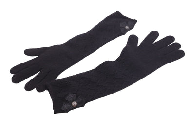 CHROME HEARTS クロムハーツ 手袋 gloves グローブ ロング カシミヤ ブラック シルバー金具 美品 中古 47150