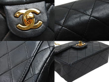 画像をギャラリービューアに読み込む, CHANEL シャネル ショルダーバッグ ミニマトラッセチェーンショルダー 1番台 ブラック ラムスキン ゴールド金具 美品 中古 47159