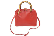 画像をギャラリービューアに読み込む, GUCCI グッチ バンブー 2WAYバッグ ショルダーバッグ ハンドバッグ 000 1274 0290 レザー レッド ゴールド金具 良品 中古 47447