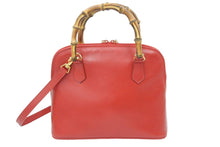 画像をギャラリービューアに読み込む, GUCCI グッチ バンブー 2WAYバッグ ショルダーバッグ ハンドバッグ 000 1274 0290 レザー レッド ゴールド金具 良品 中古 47447