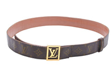 Load image into Gallery viewer, LOUIS VUITTON ルイ・ヴィトン ベルト・バックル モノグラム ベルト サンチュール LV金具 ゴールド 美品 中古 47462