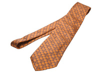 画像をギャラリービューアに読み込む, LOEWE ロエベ ドット ロゴ総柄 ネクタイ オレンジ系 ブルーライン ITALY イタリア SILK USED オールド 中古 47470