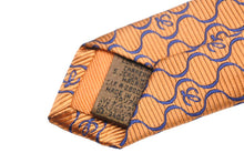 画像をギャラリービューアに読み込む, LOEWE ロエベ ドット ロゴ総柄 ネクタイ オレンジ系 ブルーライン ITALY イタリア SILK USED オールド 中古 47470