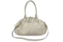 画像をギャラリービューアに読み込む, GUCCI グッチ スーキー グッチシマ レザー トートバッグ ハンドバッグ アイボリー キャンバス 中古 47530