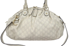 画像をギャラリービューアに読み込む, GUCCI グッチ スーキー グッチシマ レザー トートバッグ ハンドバッグ アイボリー キャンバス 中古 47530