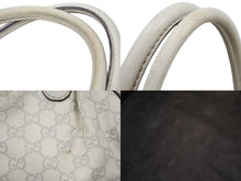 画像をギャラリービューアに読み込む, GUCCI グッチ スーキー グッチシマ レザー トートバッグ ハンドバッグ アイボリー キャンバス 中古 47530