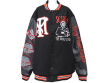 画像をギャラリービューアに読み込む, SCARFACE スカーフェイス スタジアム・ジャンパー DELTA 00's 映画 刺繍 レザー 切替し ブラック レッド サイズXL 47593