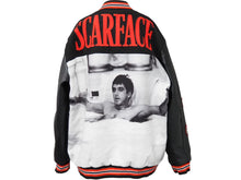 画像をギャラリービューアに読み込む, SCARFACE スカーフェイス スタジアム・ジャンパー DELTA 00's 映画 刺繍 レザー 切替し ブラック レッド サイズXL 47593