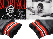 画像をギャラリービューアに読み込む, SCARFACE スカーフェイス スタジアム・ジャンパー DELTA 00's 映画 刺繍 レザー 切替し ブラック レッド サイズXL 47593