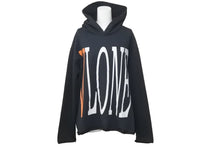 Load image into Gallery viewer, VLONE ヴィ―ローン ステープル フーディ ロゴ プルオーバー パーカー DRY CLEAN ONLY サイズL ブラック×オレンジ 美品 中古 47640